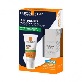 La Roche Posay Anthelios UVMUNE 400 Oil Control Gel Cream SPF50+ Κρέμα Προσώπου για Ματ Αποτέλεσμα 50ml & Δώρο Ενυδατική Κρέμα Toleriane Sensitive 15ml