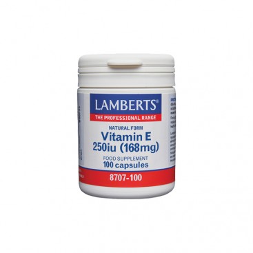 Lamberts Vitamin E 250iu Natural Form 100caps | Συμπλήρωμα Διατροφής Βιταμίνης Ε