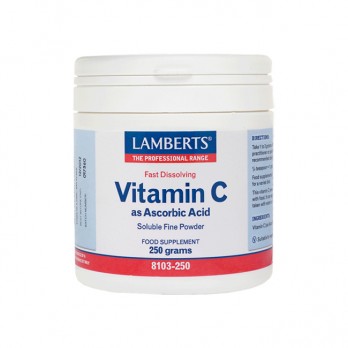 Lamberts Vitamin C as Ascorbic Acid 250gr | Συμπλήρωμα Διατροφής  για τη Γρηγορότερη Απορρόφηση της Βιταμίνης C σε Σκόνη 