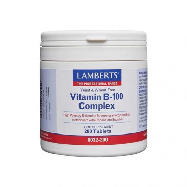 Lamberts Vitamin B-100 Complex 200tabs | Σύμπλεγμα Βιταμίνης B