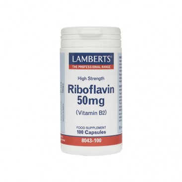 Lamberts Riboflavin (Vitamin B2) 50mg 100caps | Συμπλήρωμα Διατροφής Βιταμίνης Β2