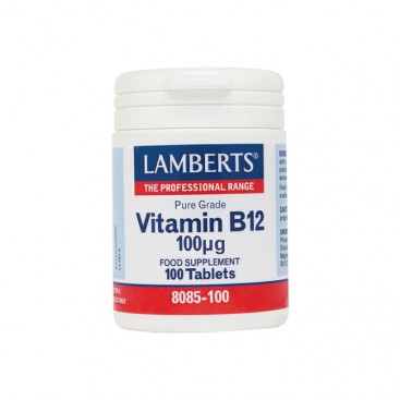 Lamberts Vitamin B-12 100mcg, 100tabs |  Συμπλήρωμα Διατροφής με Βιταμίνη Β12