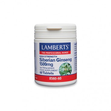 Lamberts Siberian Ginseng 1500mg 60tabs | Συμπλήρωμα Διατροφής  με τιτλοδοτημένο εκχύλισμα Σιβηριανού Ginseng 