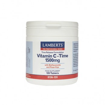 Lamberts Vitamin C Time Release 1500mg 120tabs | Συμπλήρωμα Διατροφής Βιταμίνη C για Τόνωση του Οργανισμού & Ενίσχυση του Ανοσοποιητικού Συστήματος