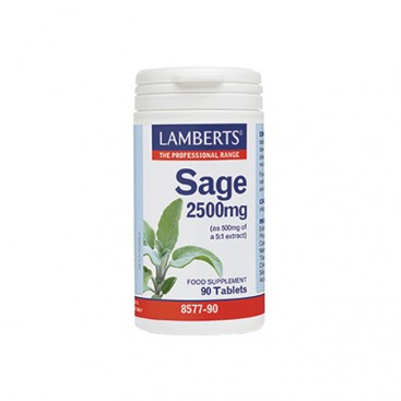 Lamberts Sage 2500mg 90tabs |Συμπλήρωμα Διατροφής με Εκχύλισμα Φασκόμηλου