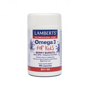 Lamberts Omega 3 for Kids – Berry Bursts 100caps | Ωμέγα 3 για Παιδιά με Γεύση Βατόμουρο  