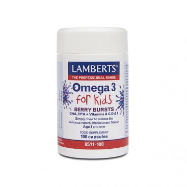 Lamberts Omega 3 for Kids – Berry Bursts 100caps | Ωμέγα 3 για Παιδιά με Γεύση Βατόμουρο  