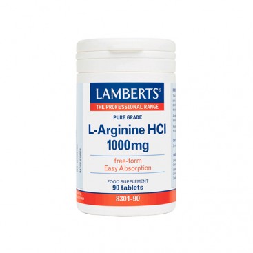 Lamberts L-Arginine HCI 1000mg 90tabs | Συμπλήρωμα Διατροφής με Αργινίνη 