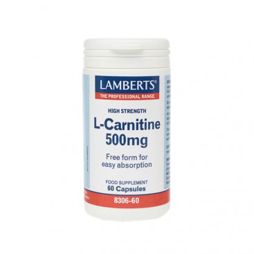 Lamberts L-Carnitine 500mg High Strength 60caps | Συμπλήρωμα Διατροφής με Καρνιτίνη 