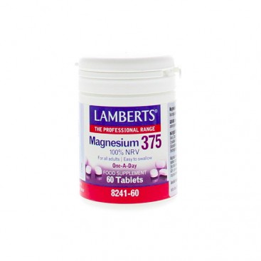 Lamberts Magnesium 375 60tabs |Συμπλήρωμα Διατροφής των 4ων Σημαντικότερων Μορφών Αλάτων Μαγνησίου 