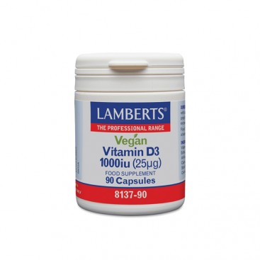 Lamberts Vitamin D3 1000iu Vegan 90caps | Συμπλήρωμα Διατροφής Βιταμίνης D3