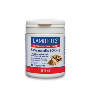 Lamberts Ashwagandha 6000mg 60caps | Συμπλήρωμα Διατροφή Ασβαγκάντα για Ενίσχυση του Ανοσοποιητικού