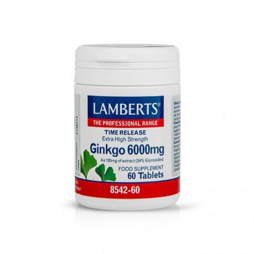 Lamberts Ginkgo Biloba Extract 6000mg 60tabs | Συμπλήρωμα Διατροφής με Εκχύλισμα Ginkgo Biloba