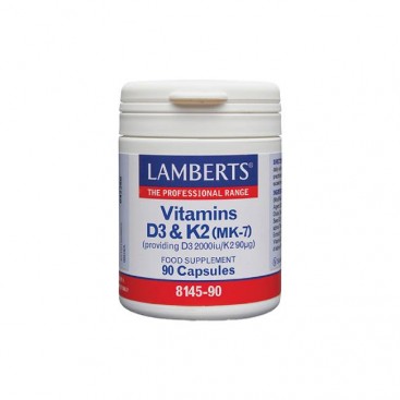 Lamberts Vitamin D3 2000iu & K2 90 µg 90caps | Υψηλής Ισχύος Σύμπλεγμα Βιταμίνης Κ2 & Βιταμίνης D