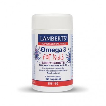 Lamberts Omega 3 for Kids – Berry Bursts 60caps | Ωμέγα 3 για Παιδιά με Γεύση Βατόμουρο  