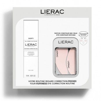 Lierac Diopti Puffiness Correction Eye Gel Cream Διόρθωσης για τις Σακούλες 15ml & Eye Contour Patches Επαναχρησιμοποιούμενα, 1ζευγάρι