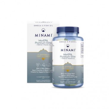 Minami MorEPA Platinum Εlite + Vit. D3 60softgels| Συμπλήρωμα Διατροφής Πλούσιο σε Ω3 Λιπαρά Οξέα & Βιταμίνη D3