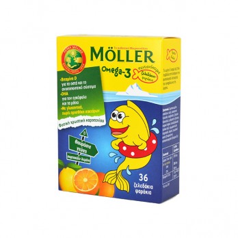 Moller's Omega-3 Kids 36τμχ | Ζελεδάκια Με Γεύση Πορτοκάλι Λεμόνι