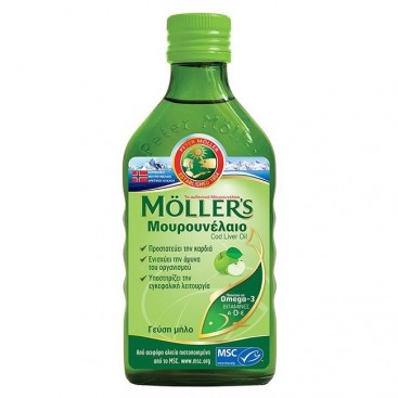 Moller's Cod Liver Oil Apple Flavour 250ml | Μουρουνέλαιο σε Υγρή Μορφή με Γεύση Μήλου