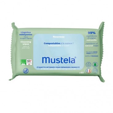 Mustela Cleansing Wipes Compost,60τμχ | Μαντηλάκια Καθαρισμού 