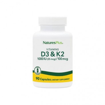 Nature's Plus Vitamin D3 1000iu & Vitamin K2 100mcg 90caps | Συνεργική Φόρμουλα Βιταμινών D3 και K2