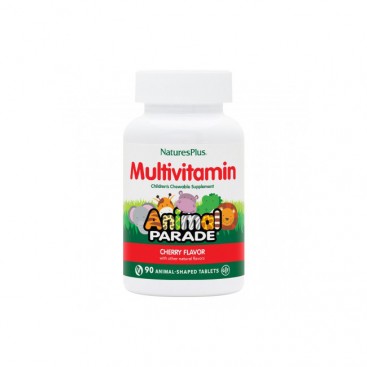 Nature's Plus Animal Parade Multivitamin Cherry 90chew.tabs | Παιδικές Μασώμενες Πολυβιταμίνες με Γεύση Κεράσι