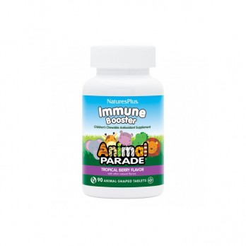 Nature's Plus Animal Parade Kids Immune Booster 90Chew. tabs | Παιδικές Μασώμενες Πολυβιταμίνες για Ενίσχυση του Ανοσοποιητικού με Γεύση Τροπικά Φρούτα