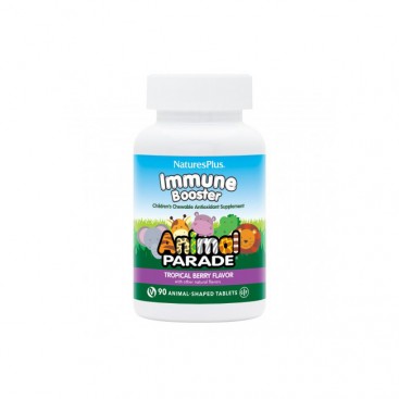 Nature's Plus Animal Parade Kids Immune Booster 90Chew. tabs | Παιδικές Μασώμενες Πολυβιταμίνες για Ενίσχυση του Ανοσοποιητικού με Γεύση Τροπικά Φρούτα