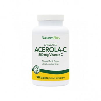 Nature's Plus Acerola C Complex 500mg 90 chewable tabs | Μασώμενη Βιταμίνη C από Συμπυκνωμένο Εκχύλισμα Ασερόλας