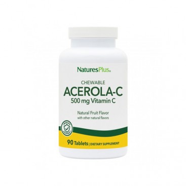 Nature's Plus Acerola C Complex 500mg 90 chewable tabs | Μασώμενη Βιταμίνη C από Συμπυκνωμένο Εκχύλισμα Ασερόλας