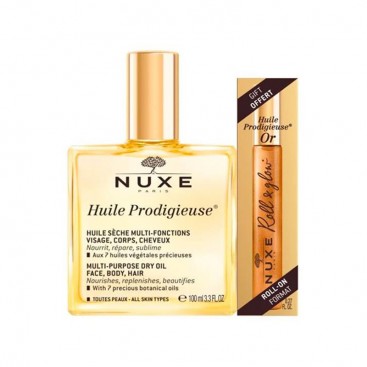 Nuxe Huile Prodigieuse Multi-purpose Dry Oil Ξηρό Λάδι Για Πρόσωπο Σώμα Μαλλιά 100ml & Δώρο Huile Prodigieuse Or Roll On 8ml