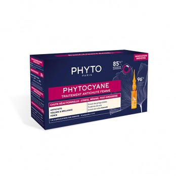 Phyto Phytocyane Reactional Hair Loss Treatment for Women 12amps x 5ml | Αγωγή Αντιδραστικής Τριχόπτωσης για Γυναίκες