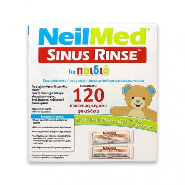 NeilMed Sinus Rinse Kids 120τμχ | Προαναμεμειγμένα Φακελάκια Ρινικών Πλύσεων για παιδιά από 2 ετών