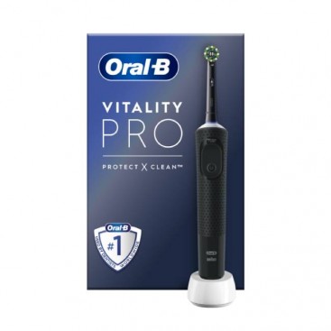 Oral-B Vitality Pro Protect X Clean Black 1τμχ | Επαναφορτιζόμενη Ηλεκτρική Οδοντόβουρτσα σε Χρώμα Μαύρο