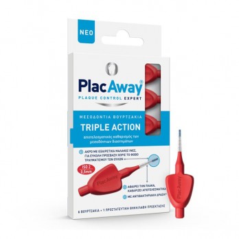 Plac Away Triple Action 0.5mm ISO 2 6τμχ | Μεσοδόντια Βουρτσάκια Κόκκινα