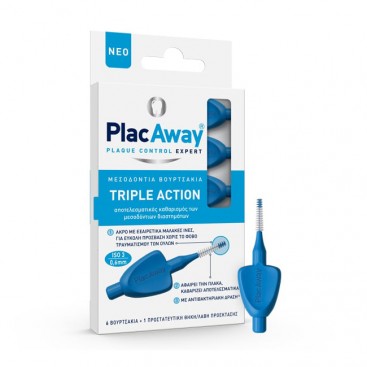 Plac Away Triple Action 0.6mm ISO 3 6τμχ | Μεσοδόντια Βουρτσάκια Μπλε 