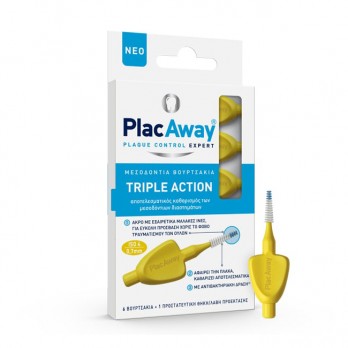 Plac Away Triple Action 0.7mm ISO 4 6τμχ | Μεσοδόντια Βουρτσάκια Κίτρινα