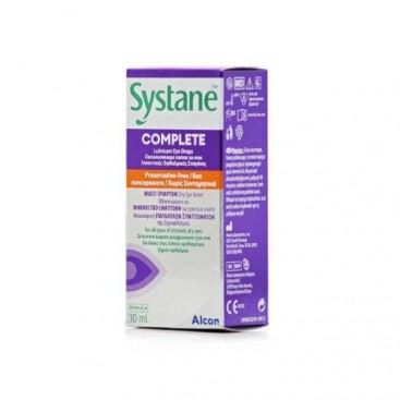 Alcon Systane Complete Drops 10ml | Λιπαντικές Οφθαλμικές Σταγόνες για την Ανακούφιση από την Ξηροφθαλμία