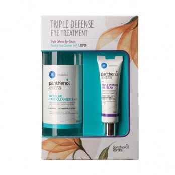 Medisei Panthenol Extra Triple Defense Eye Cream Κρέμα Ματιών Τριπλής Δράσης 25ml & Micellar True Cleanser 3in1 Νερό Ντεμακιγιάζ  500ml