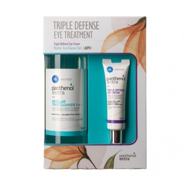 Medisei Panthenol Extra Triple Defense Eye Cream Κρέμα Ματιών Τριπλής Δράσης 25ml & Micellar True Cleanser 3in1 Νερό Ντεμακιγιάζ  500ml