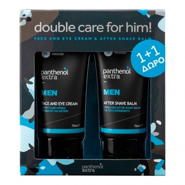 Medisei Panthenol Extra Men Face & Eye Cream 75ml & After Shave Balm 75ml (1+1 Δώρο) | Πακέτο Αντρικής Περιποίησης για Ενυδάτωση Προσώπου και Ματιών & Ενυδατικό After Shave  Balm