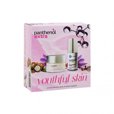 Medisei Panthenol Extra Youthful Skin Day Cream spf15 Κρέμα Ημέρας για Ενυδάτωση 50ml & Face and Eye Serum Αντιρυτιδικός Ορός Προσώπου και Ματιών 30ml