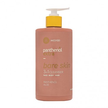 Medisei Panthenol Extra Bare Skin 3 in 1 Cleanser 500ml | Γυναικείο Αφρόλουτρο και Σαμπουάν με Ξυλώδεις Νότες