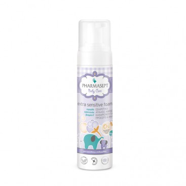 Pharmasept Baby Care Extra Sensitive Foam 200ml | Εξαιρετικά Απαλός Βρεφικός Αφρός Καθαρισμού για Σώμα ,Πρόσωπο και Μαλλιά