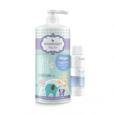 Pharmasept Baby Care Mild Bath Απαλό Βρεφικό Αφρόλουτρο για Σώμα & Μαλλιά 1lt & Hygienic Shower Cream Κρεμώδες Αφρόλουτρο Καθημερινής Χρήσης 100ml