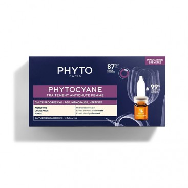 Phyto Phytocyane Traitement Antichute Progressive, Femme 12x5ml | Αγωγή Κατά της Προοδευτικής Τριχόπτωσης για Γυναίκες