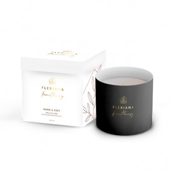 Power Health Fleriana Aromatherapy Natural Candle Aroma Warm & Cozy 235ml | Αρωματικό Κερί Σόγιας σε Βάζο 