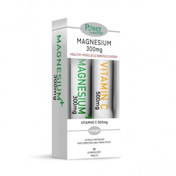 Power Health Magnesium 300mg Συμπλήρωμα Διατροφής με Μαγνήσιο 20eff. tabs & Δώρο Vitamin C 500mg Πορτοκάλι με Stevia 2020eff. tabs 