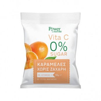 Power Health Vita C 0% Sugar Free Caramels 50g | Καραμέλες με Βιταμίνη C χωρίς Ζάχαρη