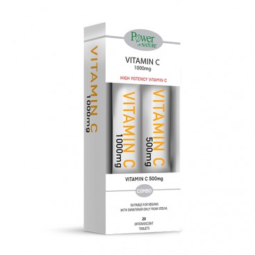 Power Health Vitamin C 1000mg Stevia Συμπλήρωμα Διατροφής με Υψηλής Ισχύος Βιταμίνη C 20eff.tabs  & Δώρο Vitamin C 500mg Πορτοκάλι 20eff.tabs